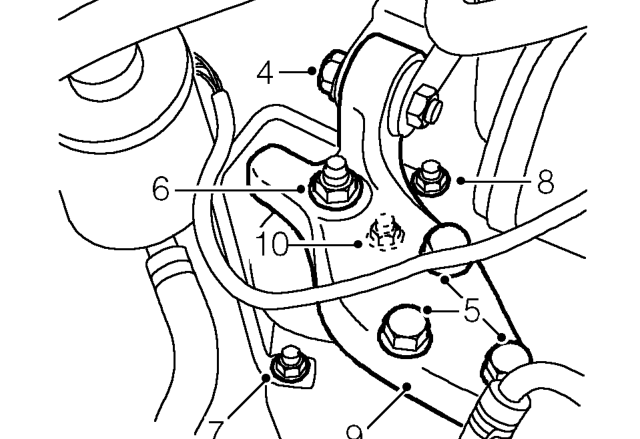 Engine rh mounting – Fit wooden block to jack and position jack to support engine.
