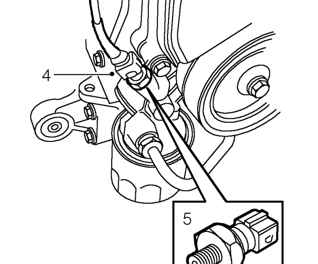 Oil pressure switch – Position drain tin below engine oil filter to collect spillage.
