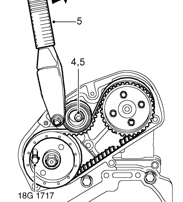 Fit timing belt using fingers only, rotating the FIP timing belt drive gear fully clockwis