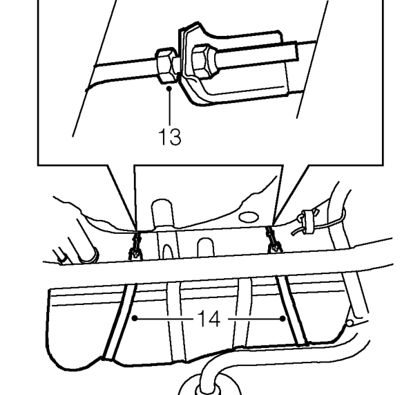 Fit wooden block to jack and position jack to support fuel tank.