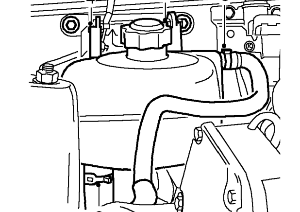 Coolant expansion tank – Position container to collect fluid loss from expansion tank.