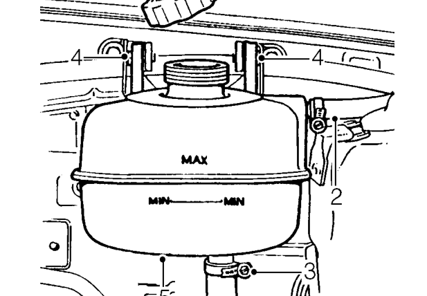 Coolant expansion tank – Position container to collect fluid loss from expansion tank.