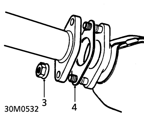 Intermediate pipe - ’k8’ – Remove 2 nuts securing tail pipe to intermediate pipe.