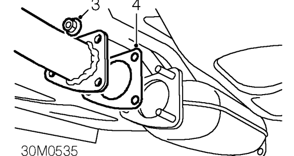Intermediate pipe - ’k16’ – Remove 2 nuts securing tail pipe to intermediate pipe.