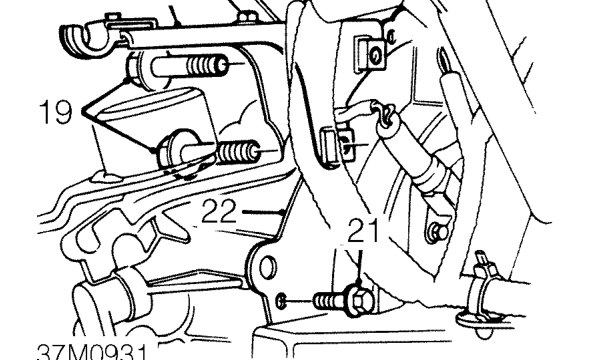 Release clutch cable from clip on mounting bracket.
