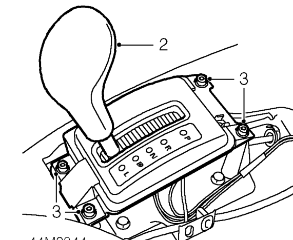 Selector cable – Remove front console. See BODY, Interior trim components.