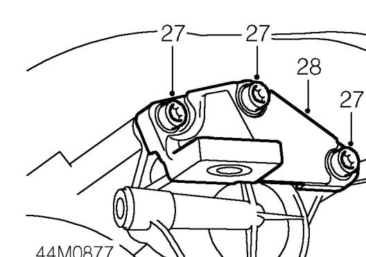 Adjust tool 18G 1598 to tilt engine with gearbox as low as possible.