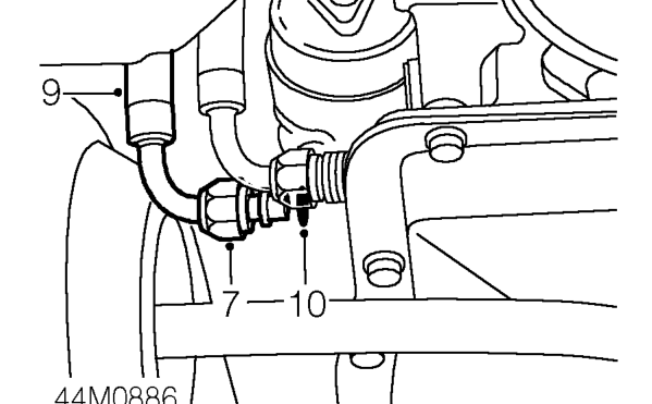 Fluid cooler feed hose/pipe – Remove and discard ’O’ ring from pipe connection.