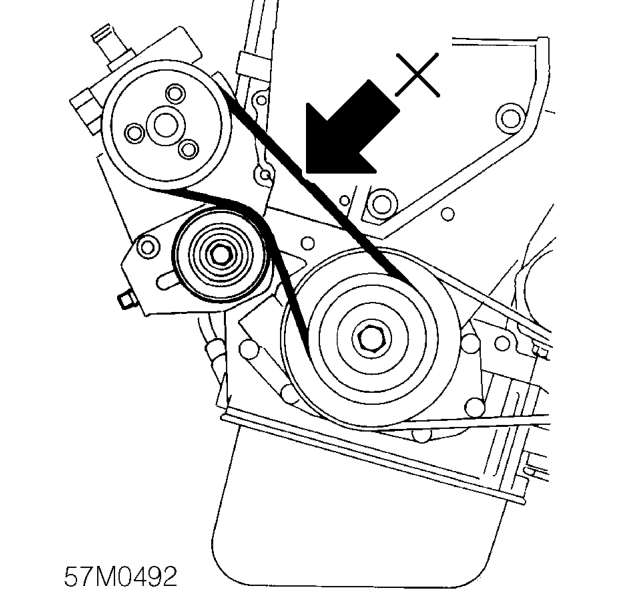 Power steering pump drive belt - ’k’ series – Check condition of drive belt, renew a drive belt that shows signs of wear and splitting.