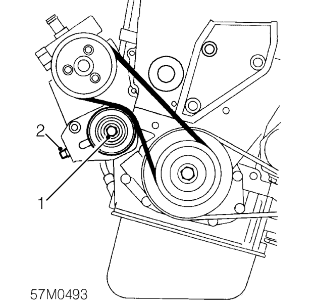 Power steering pump drive belt - ’k’ series – Apply a force of 98 Nm, 10 kg to the steering drive belt at position ’X’ and measure the d