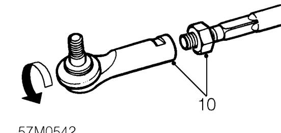 Manual steering rack – Note number of threads exposed from each track rod end locknut for reference.