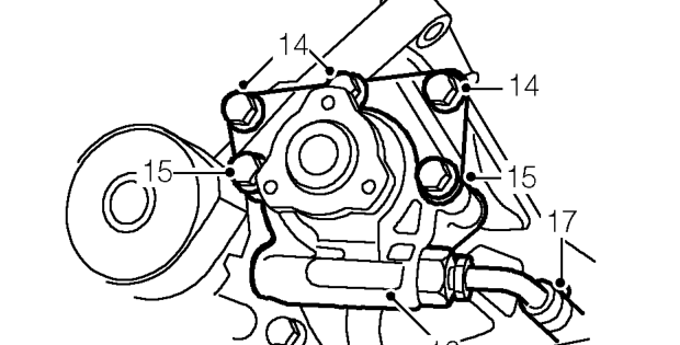 Release clip and disconnect power steering pump feed hose from fluid reservoir.