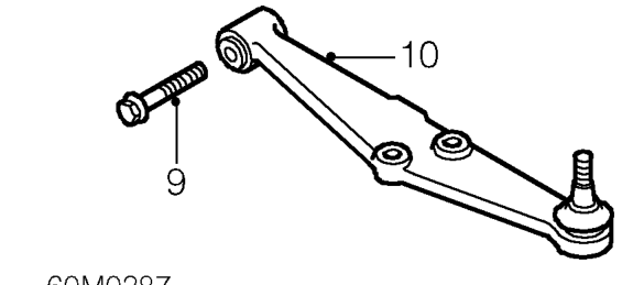 Suspension lower arm assembly – Remove nut from lower ball joint and release lower arm from front hub.