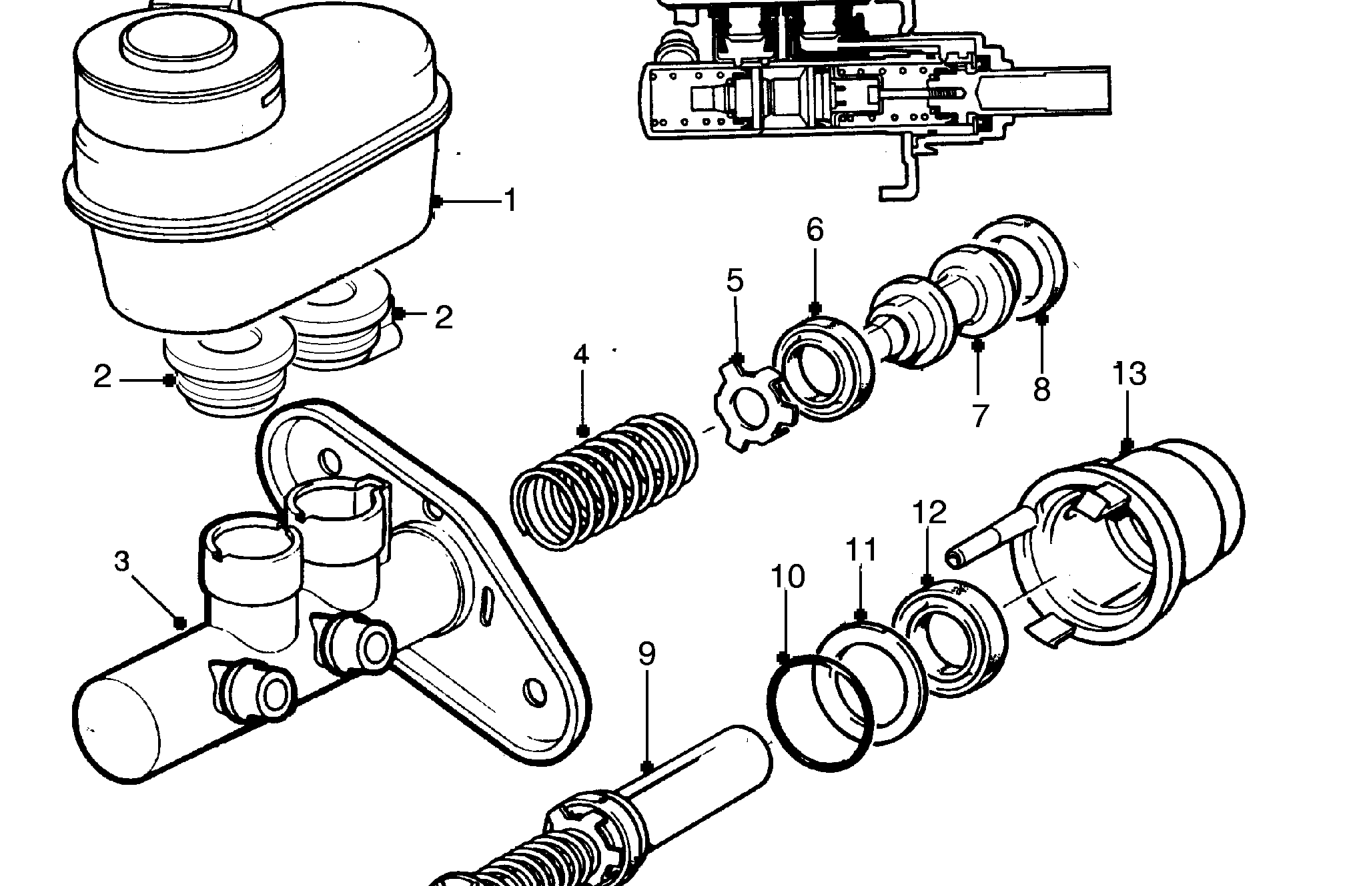 Master cylinder components - non abs