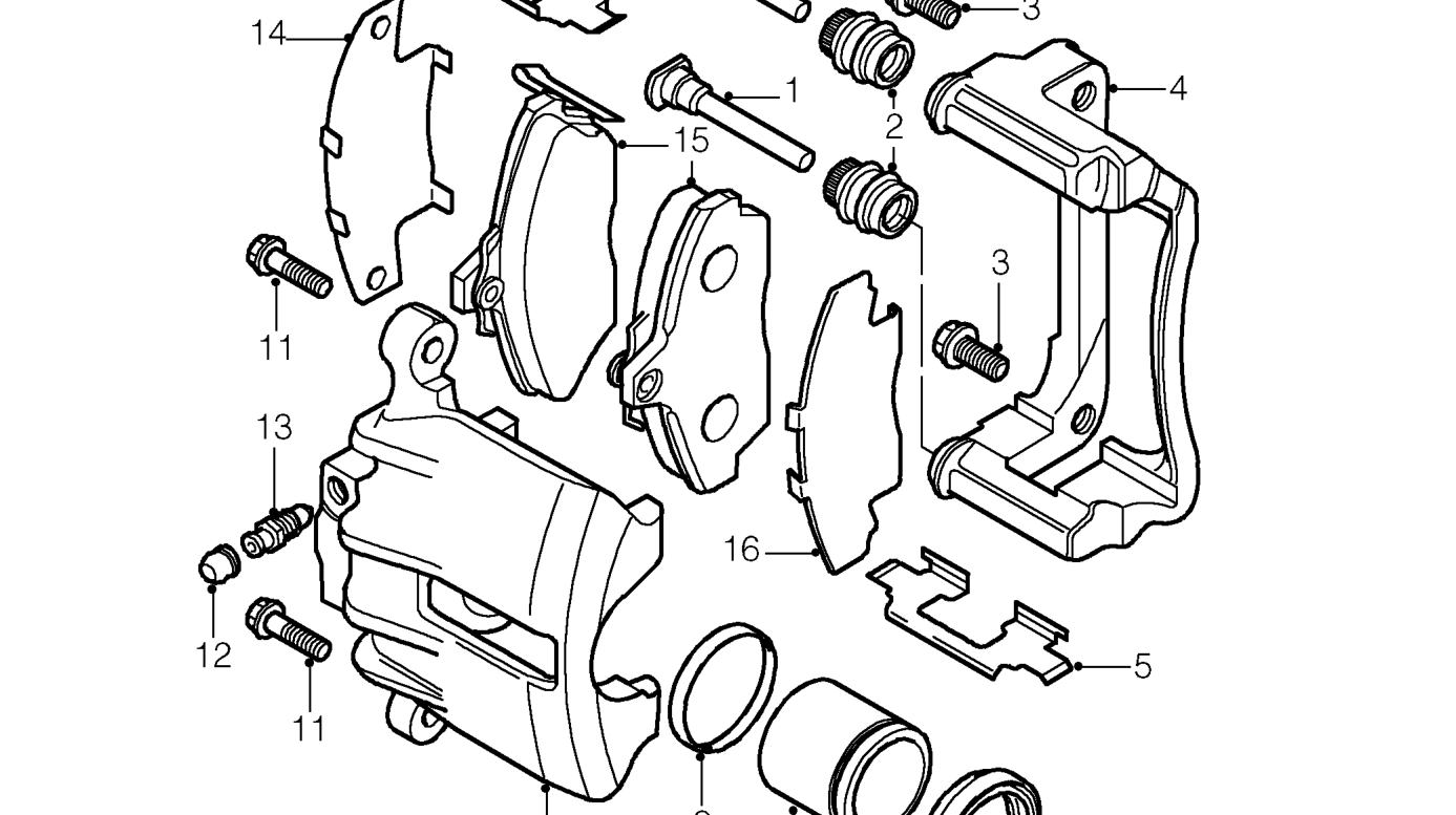 Front brake caliper components