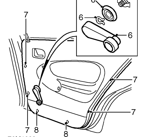 Rear door trim casing – Remove door pull.