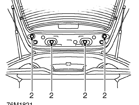 Tailgate spoiler – Remove tailgate upper finisher. See Interior trim components.