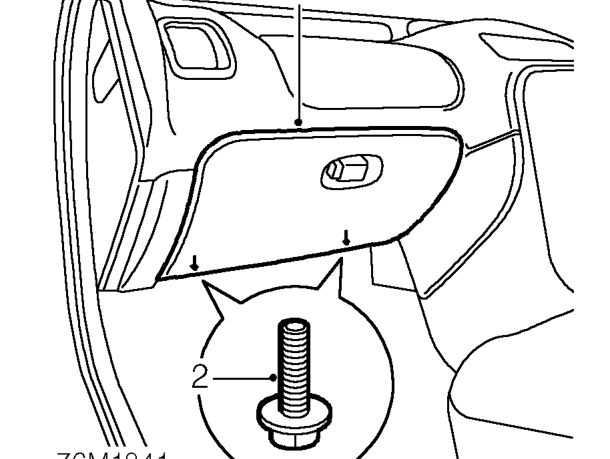 Glove box – Release 2 turnbuckles and remove lower closing panel.