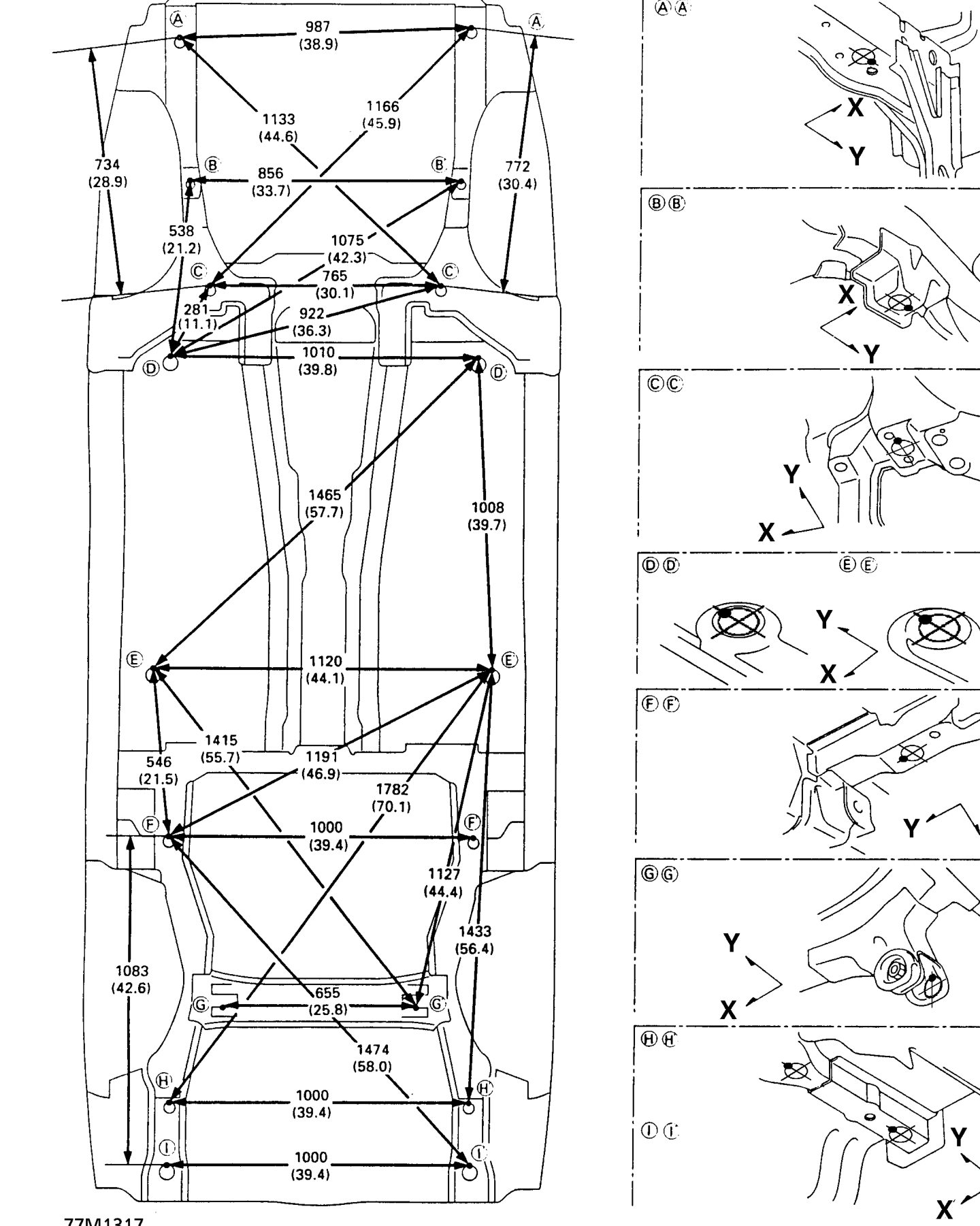 Under body measuring dimensions
