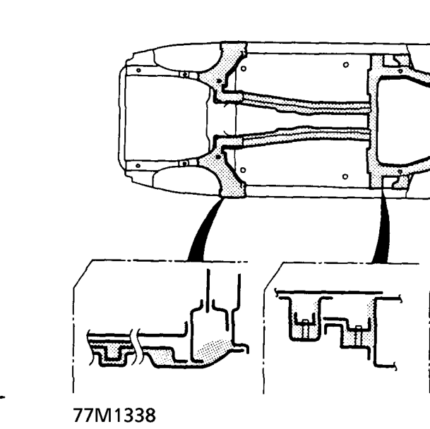 Under-floor member/floor frame, inside – Nozzle used: A