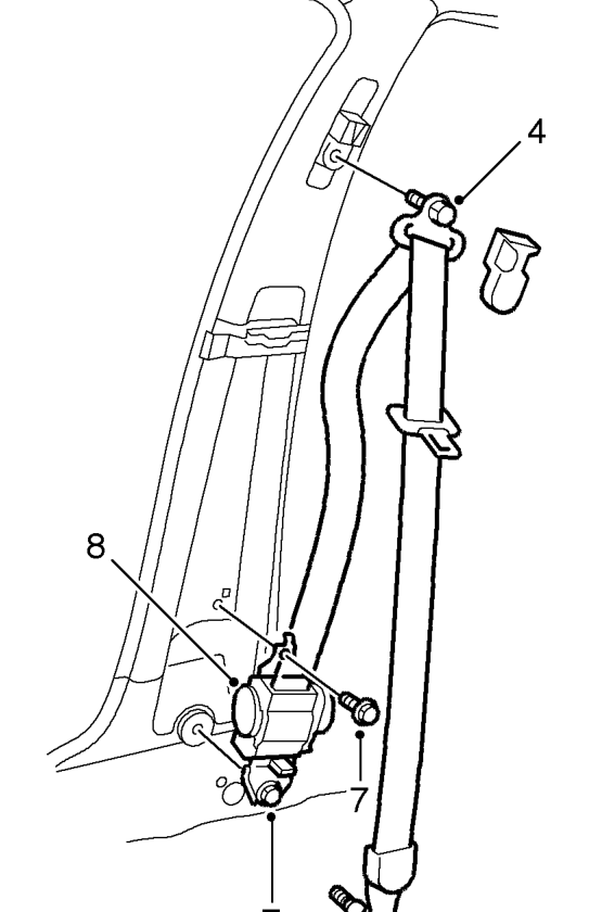 Pre-tensioner - front seat belt – Set sensor lock pin to the LOCK position.