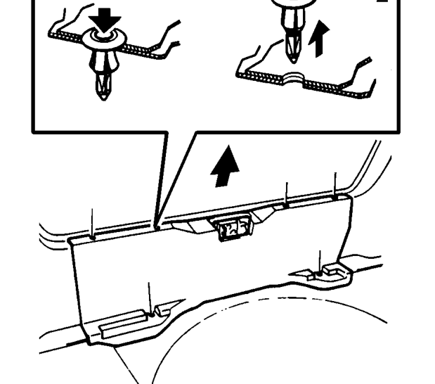 Luggage compartment centre casing – Raise luggage compartment carpet and board.