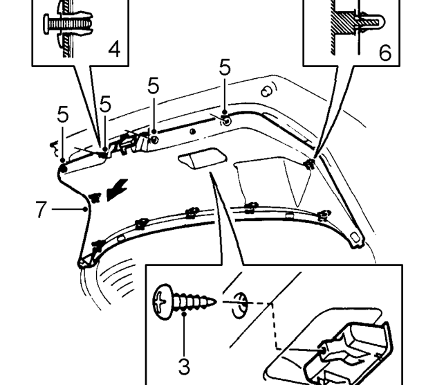 Trim casing - tailgate – Remove 2 tailgate side finishers.