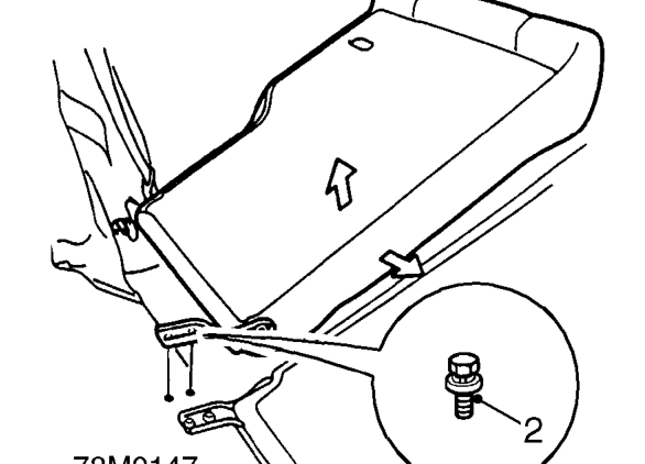 Rear seat squab - divided – Fold forward rear seat squab and remove cover from centre hinge.