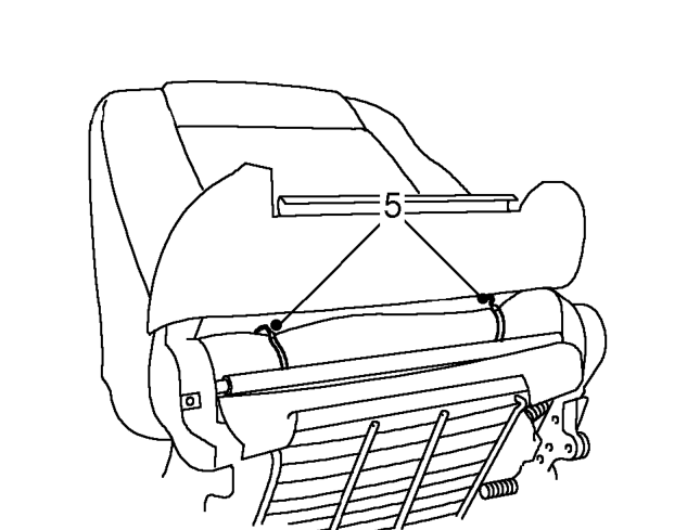 Front seat lumbar support mechanism – Remove 4 hog rings securing squab cover edge.