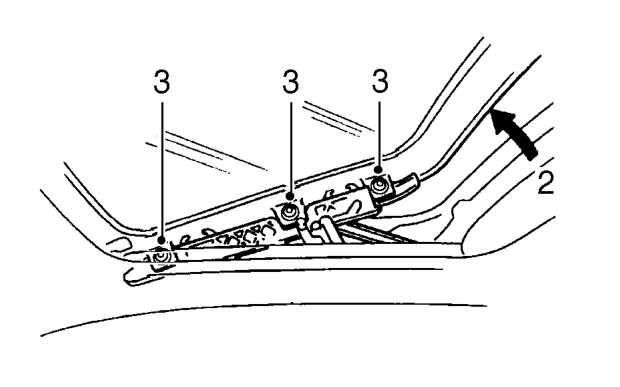 Sunroof glass height adjustment – Check that the glass weatherstrip is level with the roof panel to within 1.7 ± 0.5 mm arou