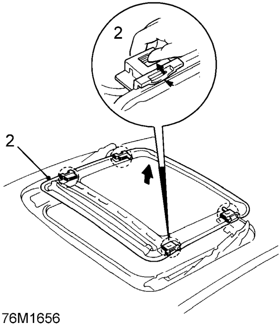 Sunroof sunshade – Remove sunroof glass. See this section.