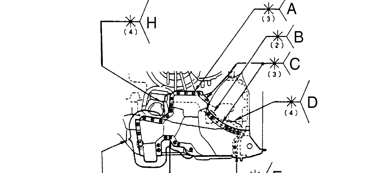 Mass production body welding diagrams – The front side frame acts as a base for the front suspension and is highly important in ma