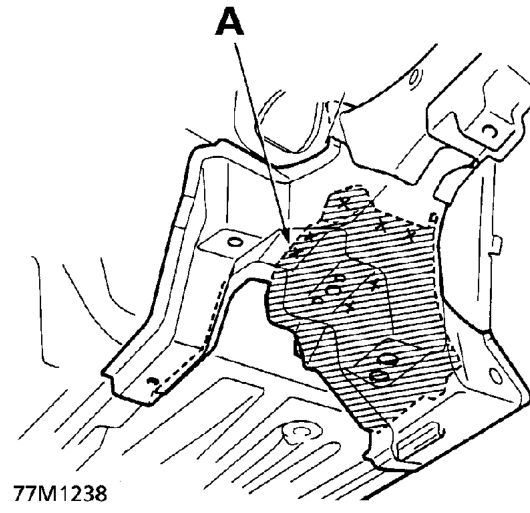 2.0 petrol and diesel models – A. Rear Support Stiffener B. Inside Sill Extension C. Front Side Outrigger