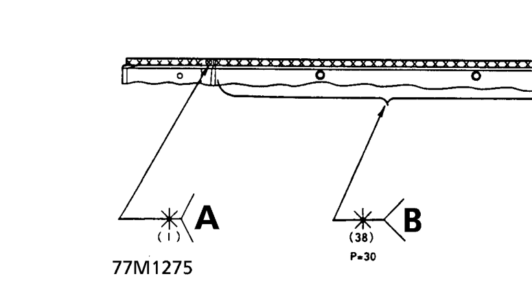 Key to illustration 77m1274 – A. See N B. Outer panel, Centre pillar stiffener and Inner pillar C. Outer panel, Centre p