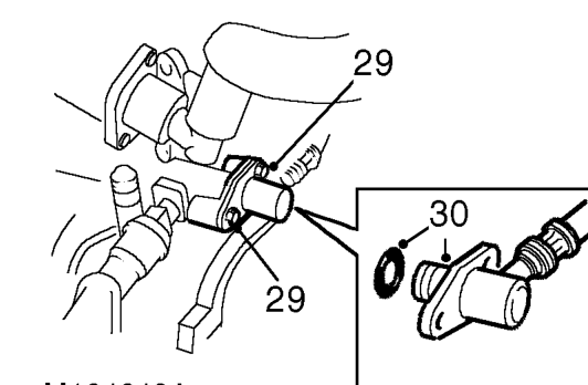 Release clip securing fuel return hose to fuel rail and disconnect hose.