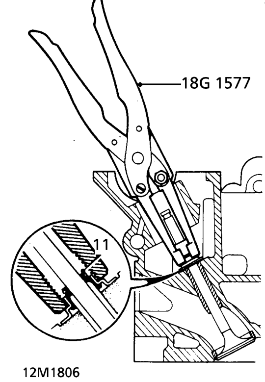 Remove collets, spring cap, and valve spring.