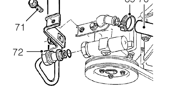 Position container to catch fluid loss from power steering pump.