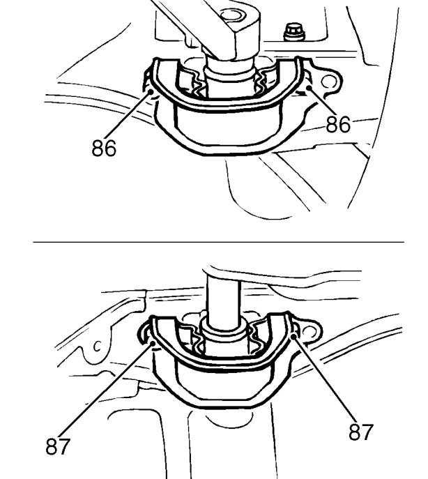 Connect a hoist to lifting bracket 18G 1598 and raise hoist to take weight of engine witho