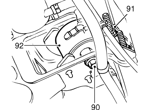 Remove 2 bolts securing mounting bracket to gearbox.