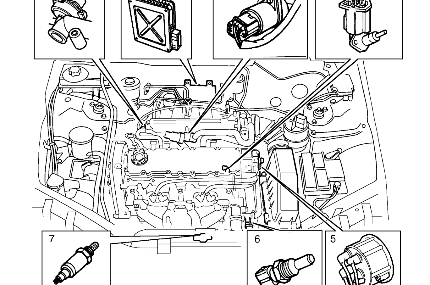 Engine compartment component locations