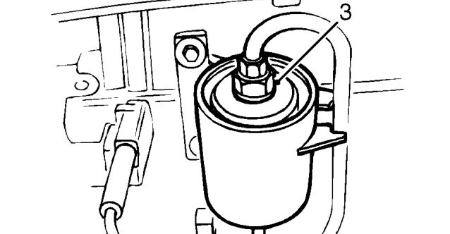 Fuel rail – Position absorbent cloth around fuel filter outlet union.