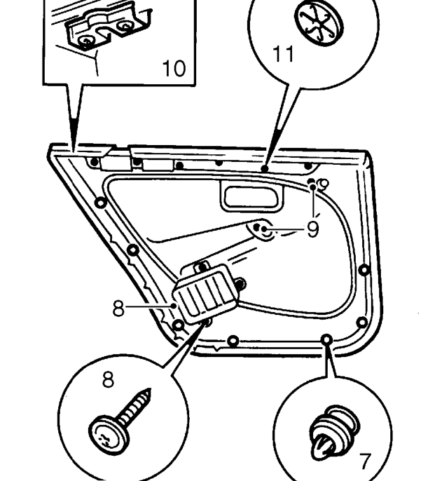 Rear door trim casing – Do not carry out further dismantling if component is removed for access only.