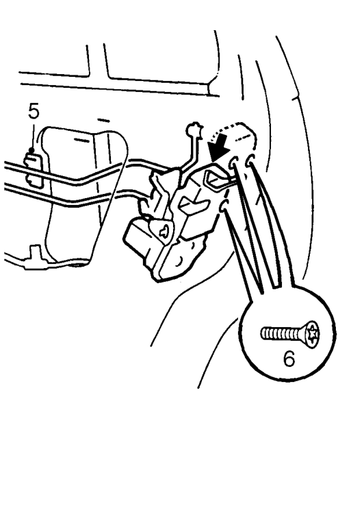 Remove screw and release remote control crank from door.