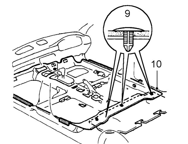 Remove driver’s seat belt lower anchorage bolt cover and remove bolt.