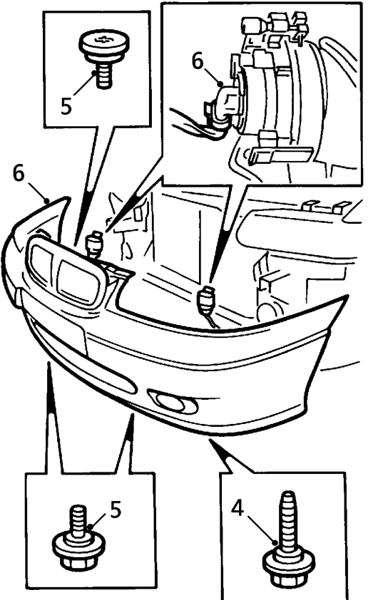 Front bumper – Release wheel arch liners and remove 2 screws bumper to front wings.