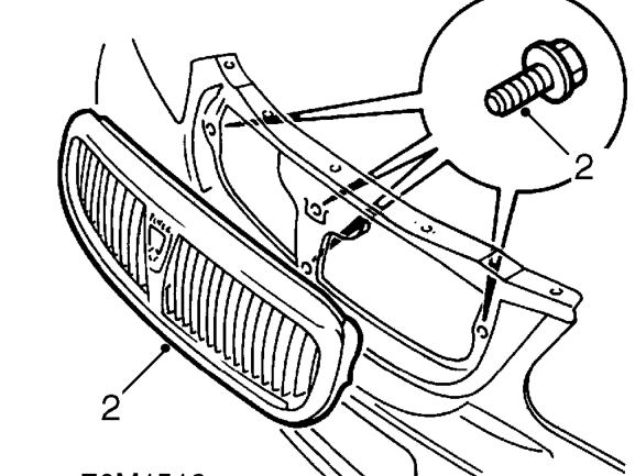 Front grille – Remove front bumper valance. See this section.