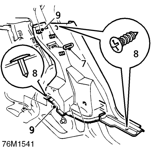 ’d’ post lower finisher – Remove 2 screws from rear carpet retainer and tread plate. Remove tread plate and carpet r