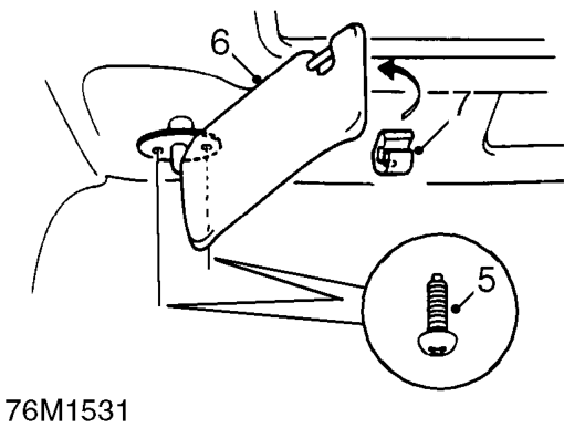 Headlining with sun roof – Remove roof lamp. See ELECTRICAL, Repairs.