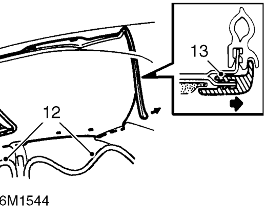 Headlining with sun roof – Release alarm sensor from headlining and disconnect multiplug.