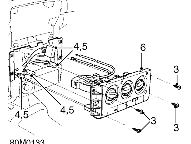 Heater fan switch – Disconnect air mix and temperature control cables from heater.